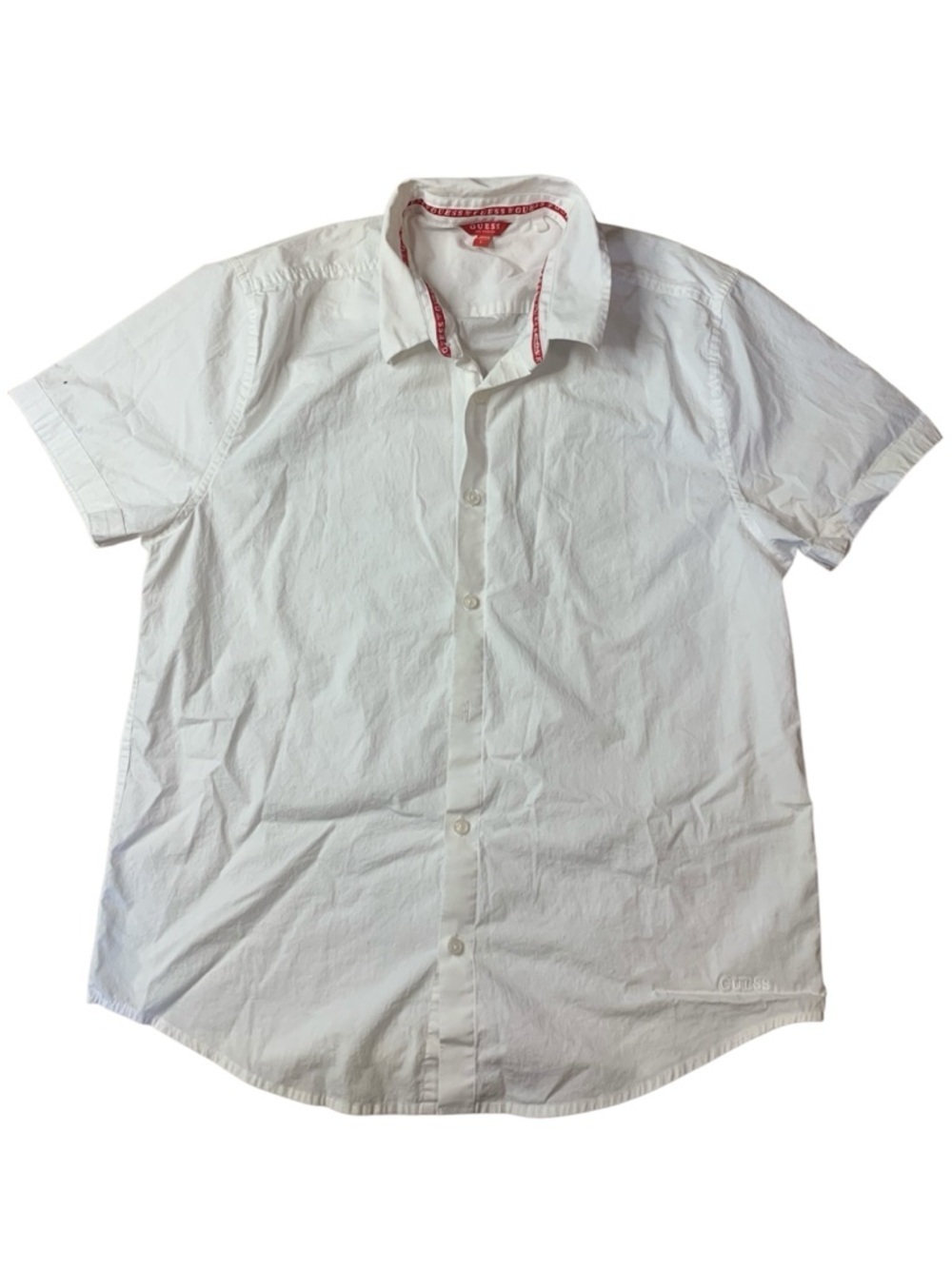 GUESS Los Angeles White Short Sleeve Button Down Shirt - Size Large